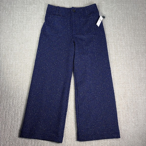 Maeve Pants - Anthropologie Maeve The Colette Pants 29 Blue Multi Tweed Wide Leg Crop Career